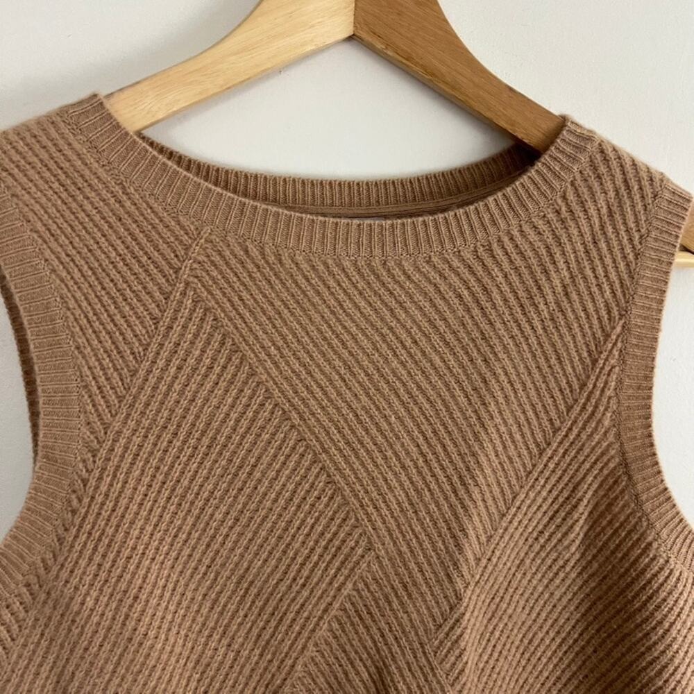 Pure Collection Sweater Vest Womens 4 Tan 100% Cashmere Ribbed Knit Shell - Picture 8 of 9